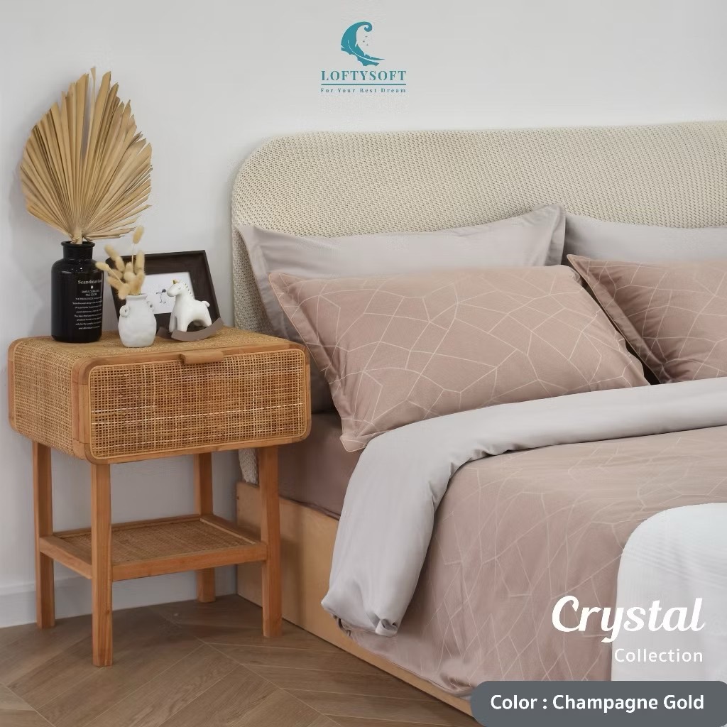 ชุดผ้าปูที่นอน 6 ฟุต 4 ชิ้น LOFTYSOFT Crystal Collection - Champagne Gold SET C_1